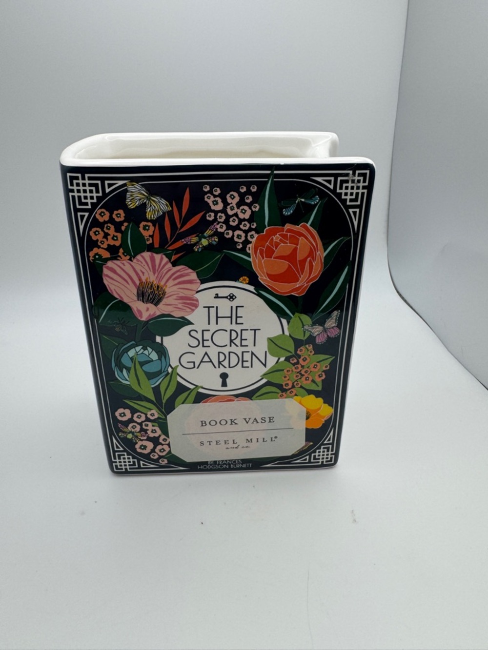 The  Secret Garden Book Shaped Decorative Vase Steel Mill & Co Ceramic planter